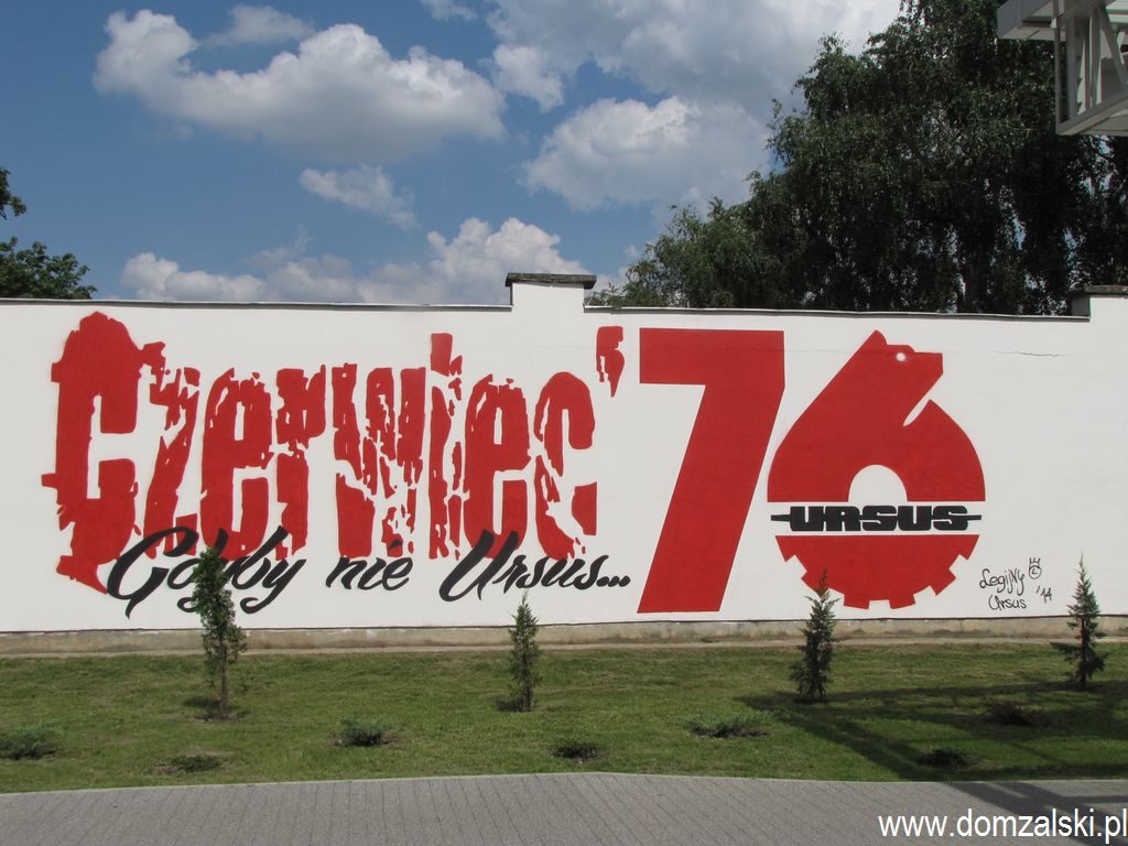 Mural poświęcony wydarzeniom 1976 r. w pobliżu przystanku kolejowego Ursus Niedźwiadek. Wykonali go wierni kibice Legii Warszawa.